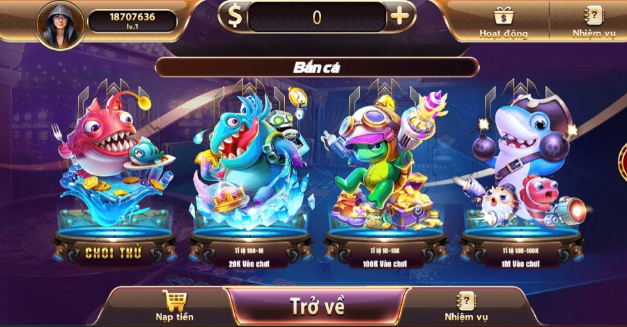 Người chơi có thể tham gia vào nhiều game bắn cá ăn xu